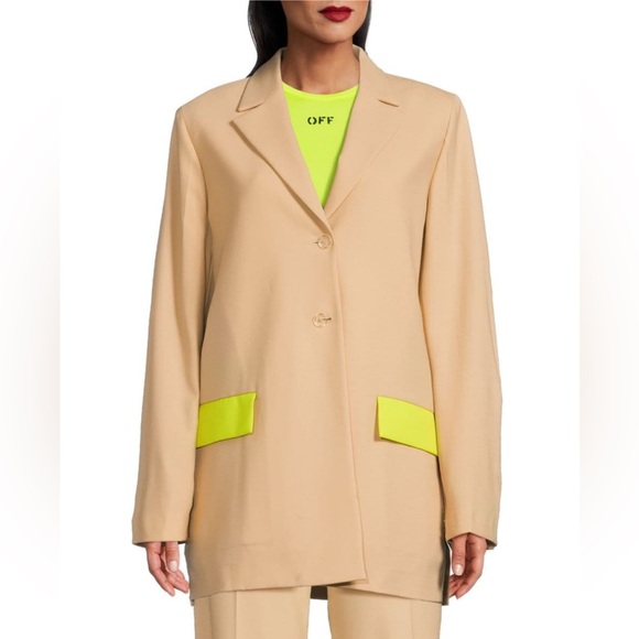 NWT OFF-WHITE PEAK LAPEL WOOL BLAZER size 2